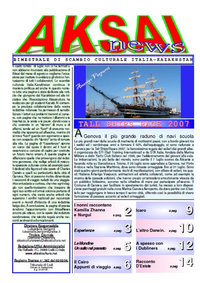 Aksainews - Agosto 2007 - CLICCA PER APRIRE IL GIORNALE