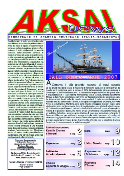 Aksainews - Agosto 2007 - CLICCA PER APRIRE IL GIORNALE