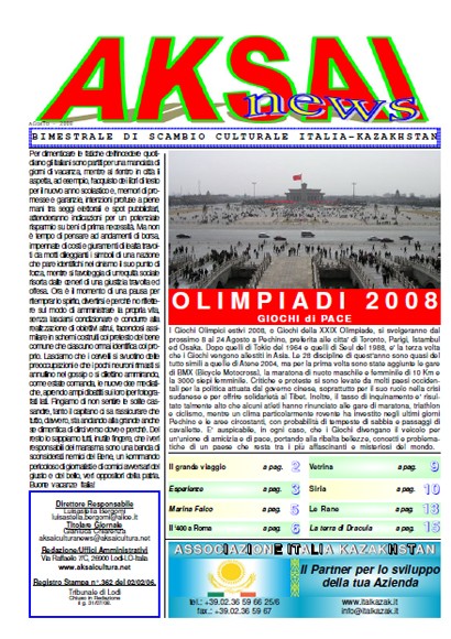 Aksainews - Agosto 2008 - CLICCA PER APRIRE IL GIORNALE