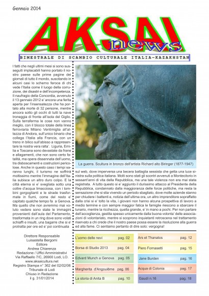 Aksainews - Gennaio 2014 - CLICCA PER APRIRE IL GIORNALE