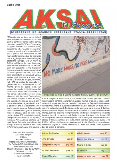 Aksainews - Luglio 2015 - CLICCA PER APRIRE IL GIORNALE