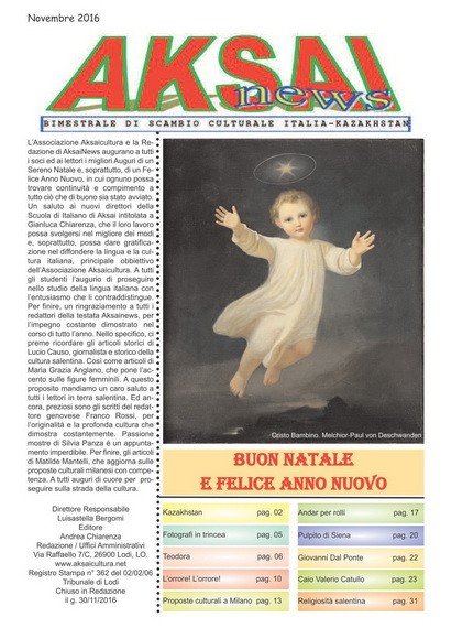 Aksainews - Novembre 2016 - CLICCA PER APRIRE IL GIORNALE