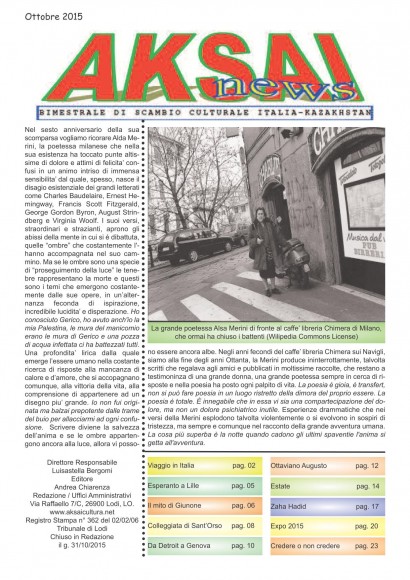 Aksainews - Ottobre 2015 - CLICCA PER APRIRE IL GIORNALE