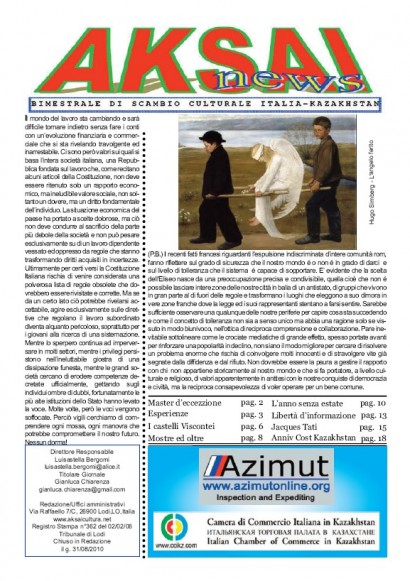 Aksainews - Settembre 2010 - CLICCA PER APRIRE IL GIORNALE