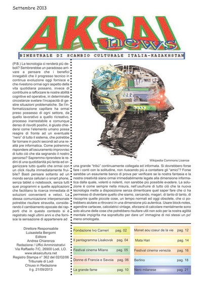 Aksainews - Settembre 2013 - CLICCA PER APRIRE IL GIORNALE