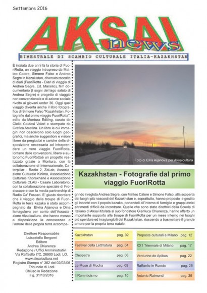 Aksainews - Settembre 2016 - CLICCA PER APRIRE IL GIORNALE