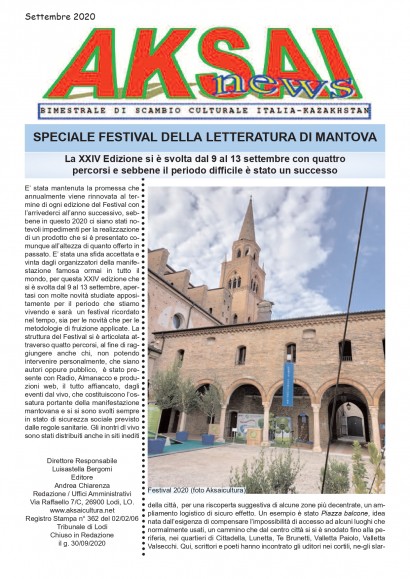 Aksainews - Settembre 2020 - CLICCA PER APRIRE IL GIORNALE