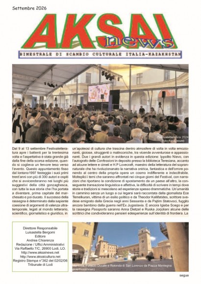 Aksainews - Settembre 2026 - CLICCA PER APRIRE IL GIORNALE